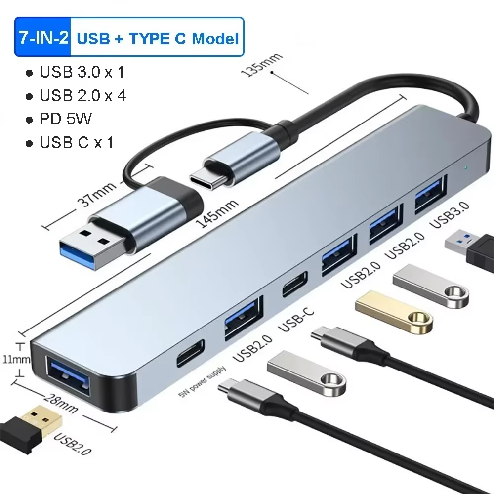 Usb Hub 7 Port - 7 w 1 Hub USB C