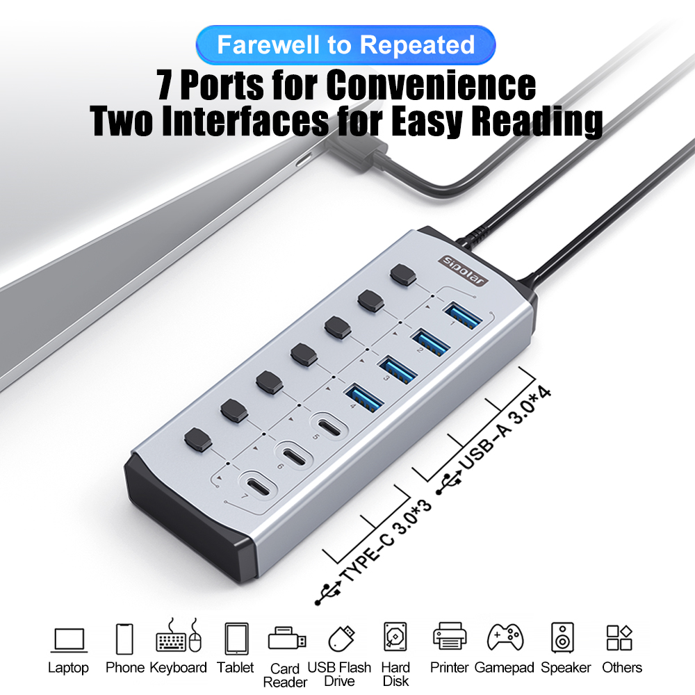 Hub USB Sipolar z funkcją łado – Usb Hub 7 Port recenzja i cena